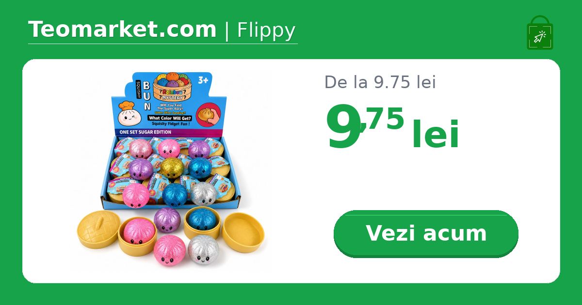 Jucarie Squishy Dumpling NeeDoh, Flippy, Model Fata Zambitoare cu